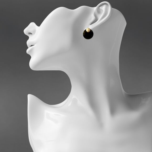 Rare Vintage Black and Circular Geometric Earrings from 1987 | Avon | NIB - Picture 2 of 3